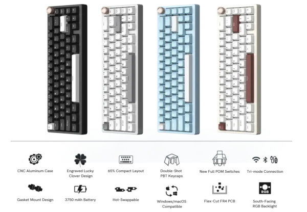 Womier SK65 65% Wireless Aluminum Keyboard Silver