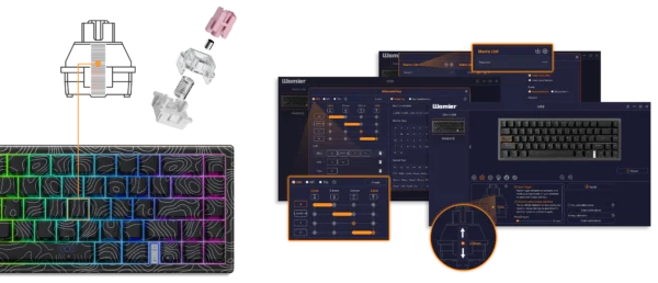 Womier M68 HE 65% Topographic Wired Gaming Keyboard Black