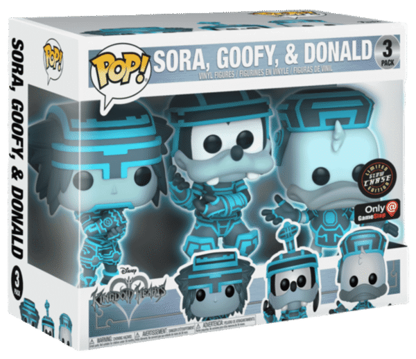 FUNKO POP Kingdom Hearts ~ Sora Donald Goofy (Tron) 3-Pack Chase Glow in the Dark